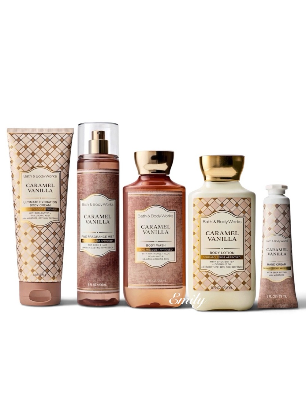 NEW! 5-Pc Bath & Body Works CARAMEL VANILLA Body Care Bundle Set